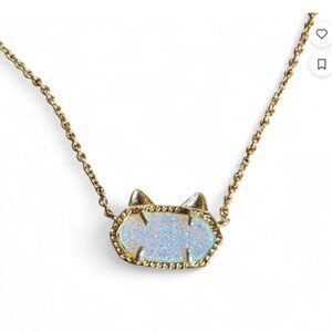 💗✨Kendra Scott Gold with White Stone Cat Pendant Necklace